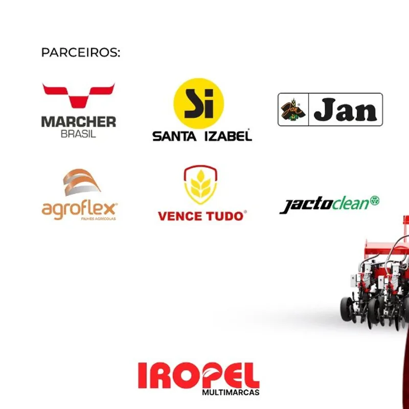Parcerias que fortalecem o campo: Vence Tudo, Jacto Clean, Santa Izabel, Marcher, JAN e Agroflex.