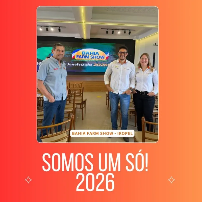 Bahia Farm Show 2026 — a Iropel estará presente em um dos maiores eventos do agronegócio do Brasil.